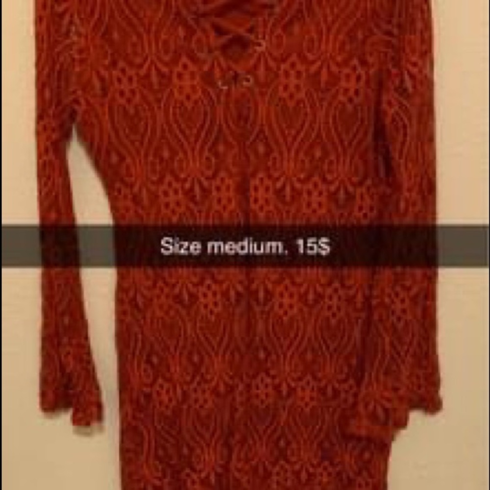 Burnt orange dress.